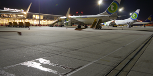 LED lighting industry | back view aircraft runway Eindhoven Airport